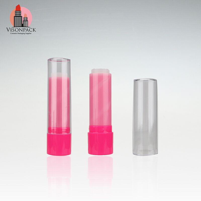 Clear Cap Round Pink Lip Balm Tube Wholesale - LS156