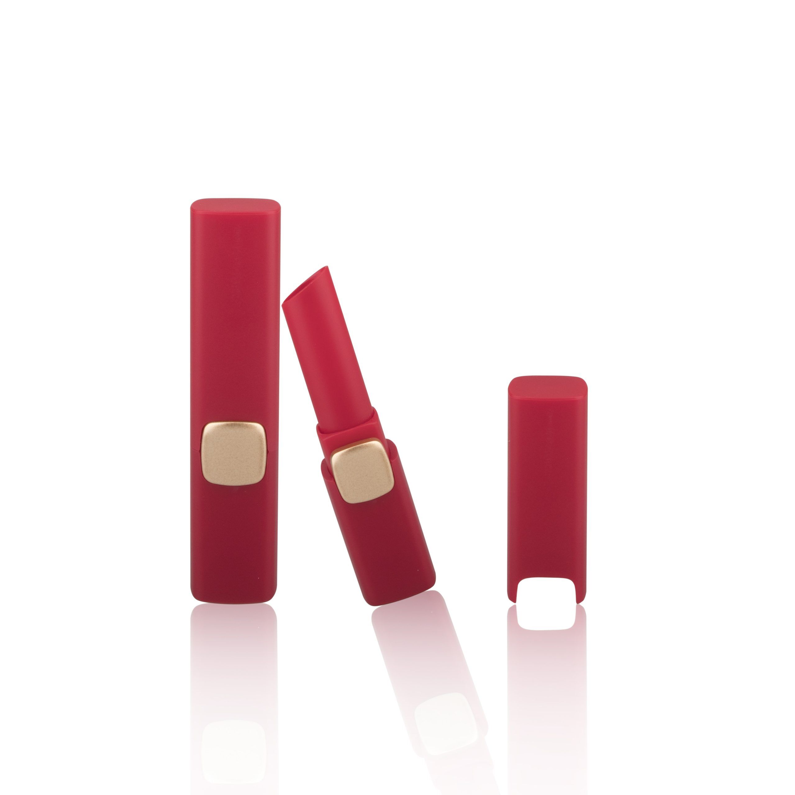Custom Matte Red Plastic Lipstick Tube Empty Square Red Lipstick Container Lip Balm Container - LS289 - Image 2