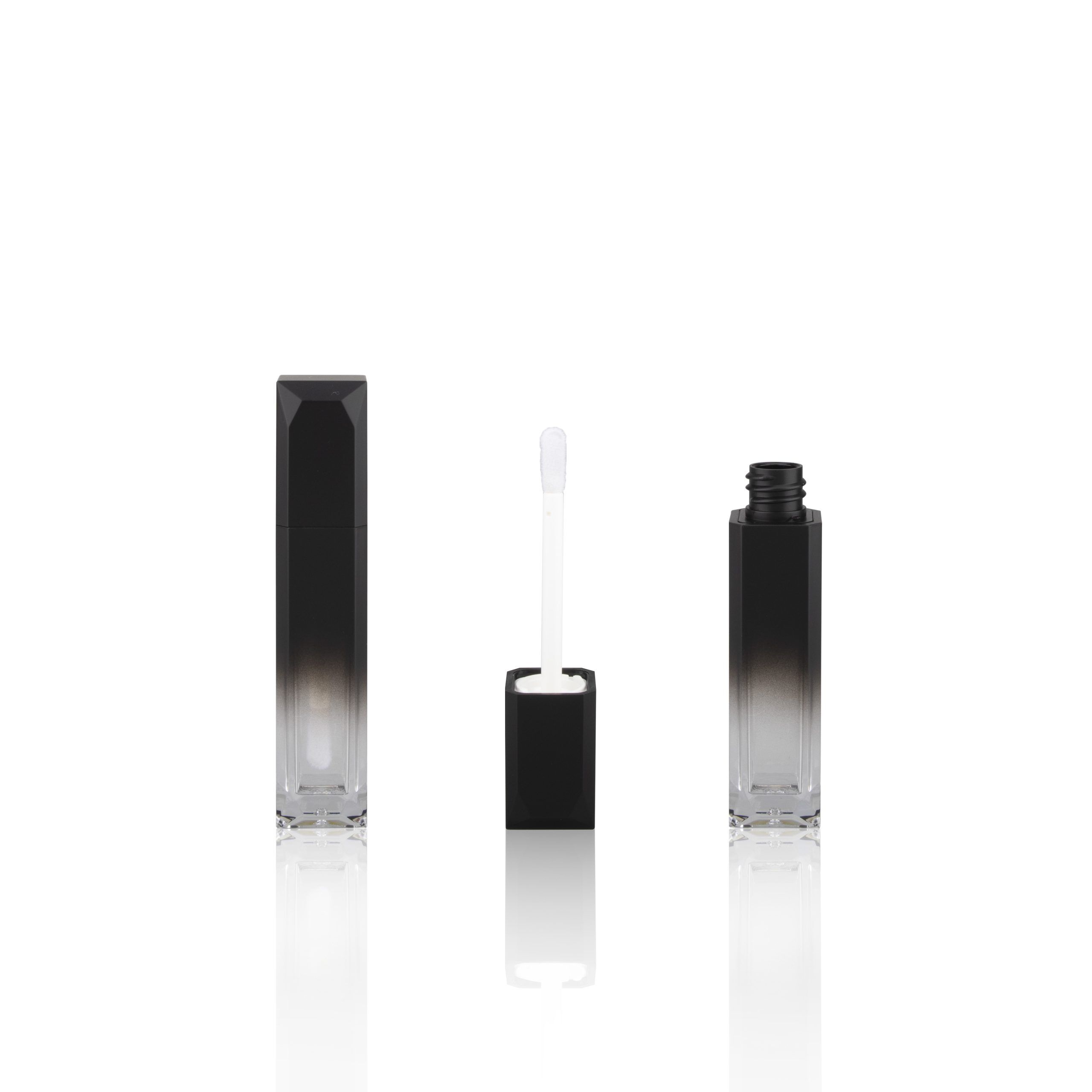 Plastic Square Gradient Lip Gloss Tube with Wands Black Lipgloss Tube Liquid Lipstick Container - LG126