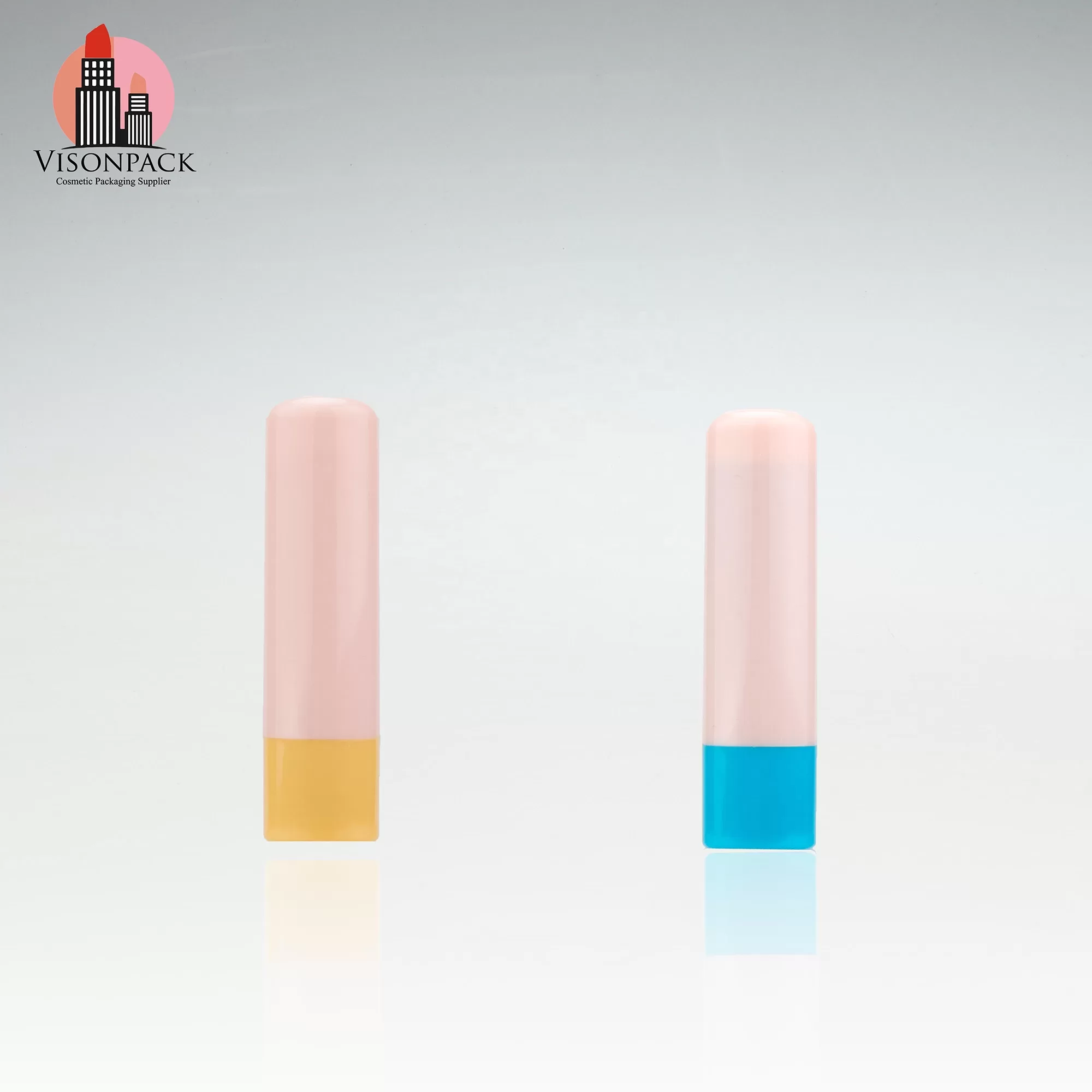 Hot Bulk Plain Lip Balm Bottles Two Tone Tubes One Color Silk Screen Cheap Packaging Cylinder 12.1mm - LB003