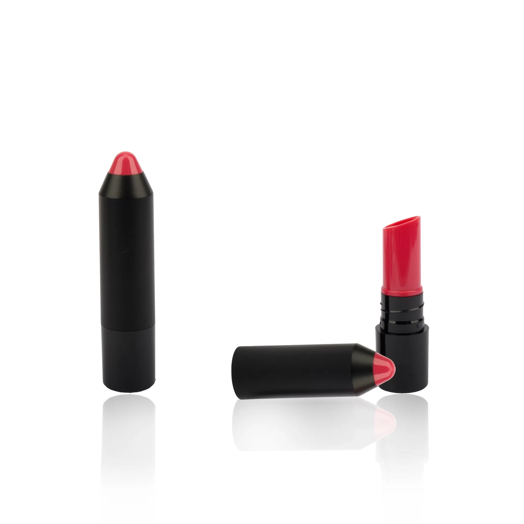 Luxury Lipstick Case Red Pencil Tip Lid 3.5g Plastic Empty Balm Packaging Customized Black Container - LB107 - Image 2