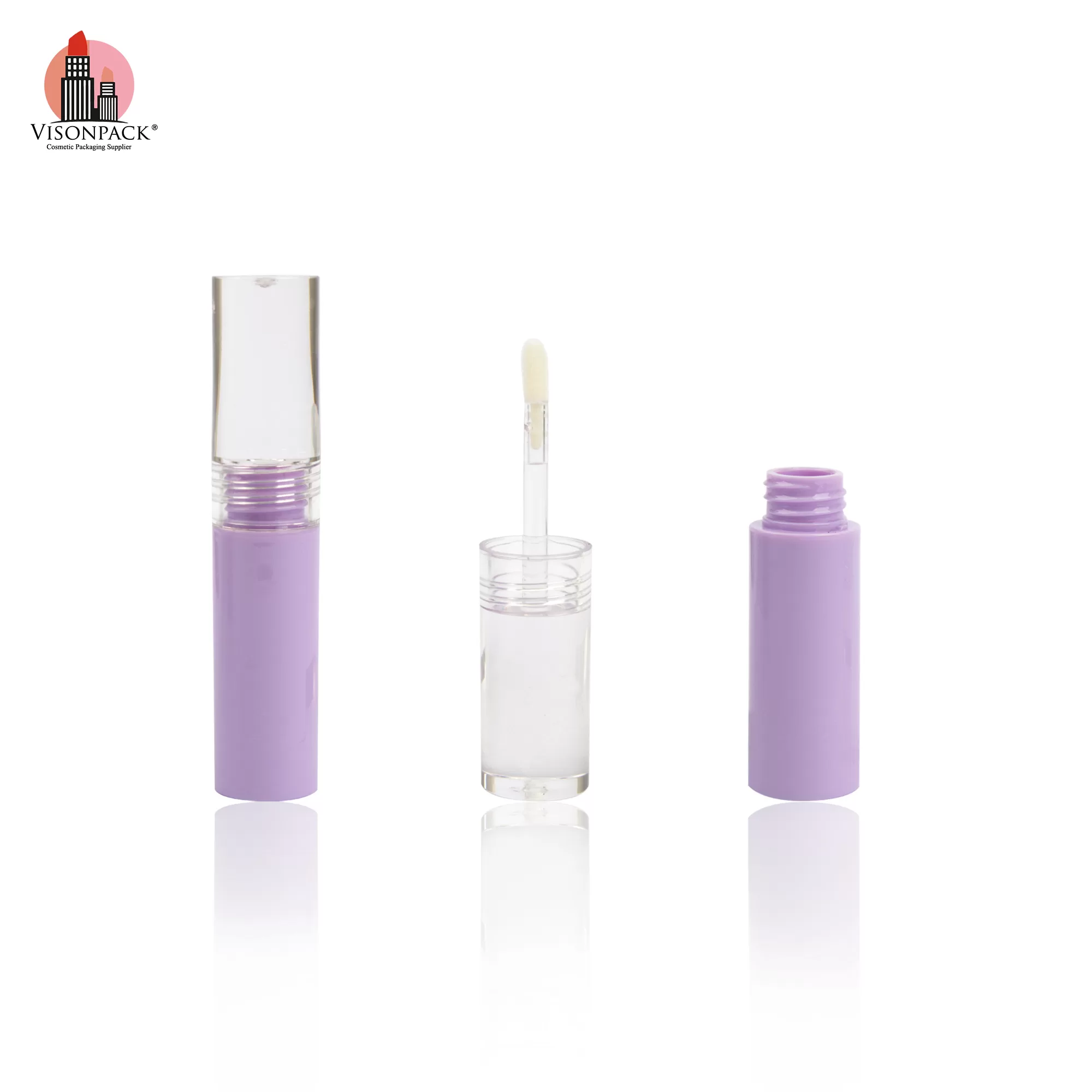 High Quality Purple Clear Containers with Custom Label Round Plastic Empty Tubes - LG444