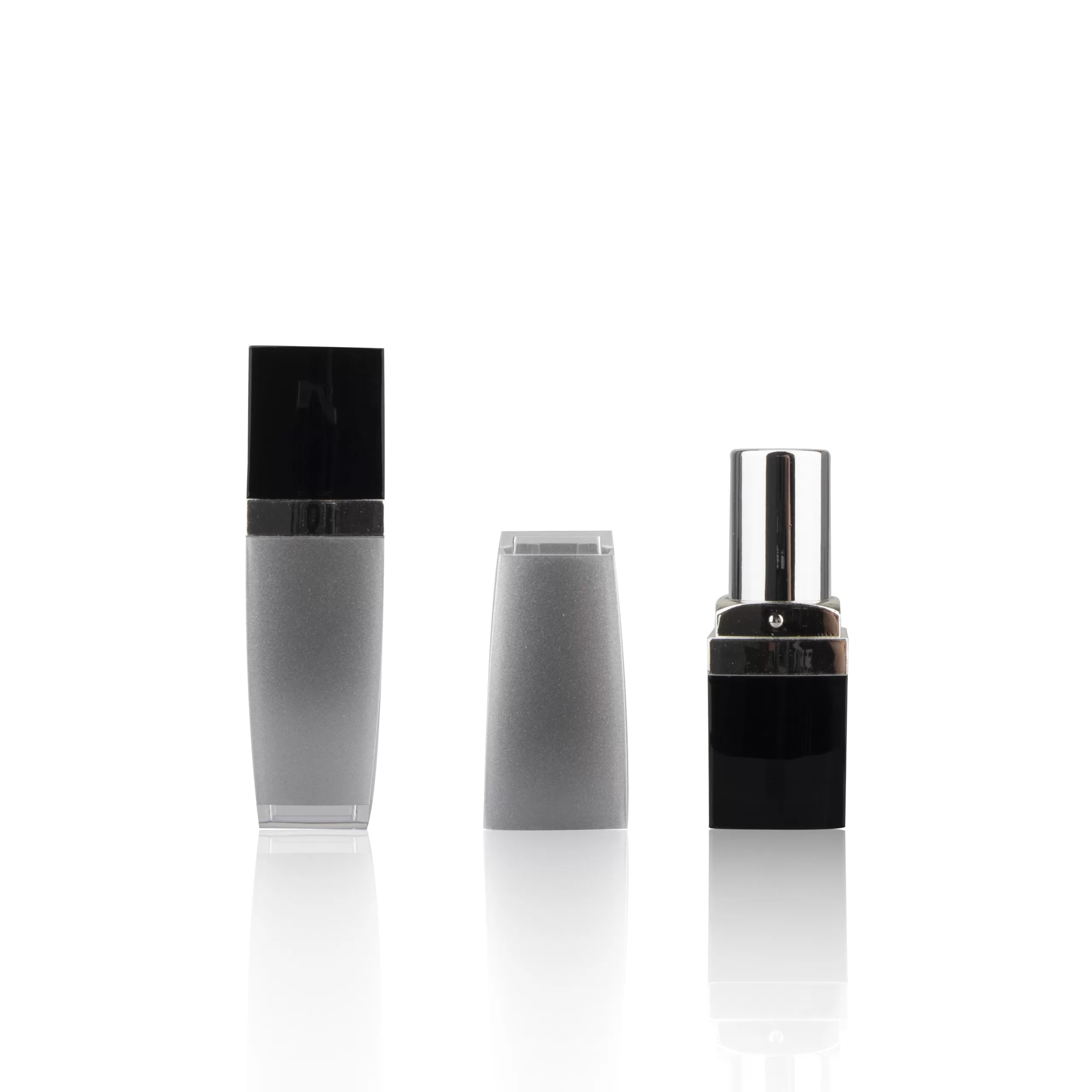 Mini Square Lipstick Tubes Lip Balm Tube Custom Empty Container Black Lid Gray Silver for Cosmetic - LS206