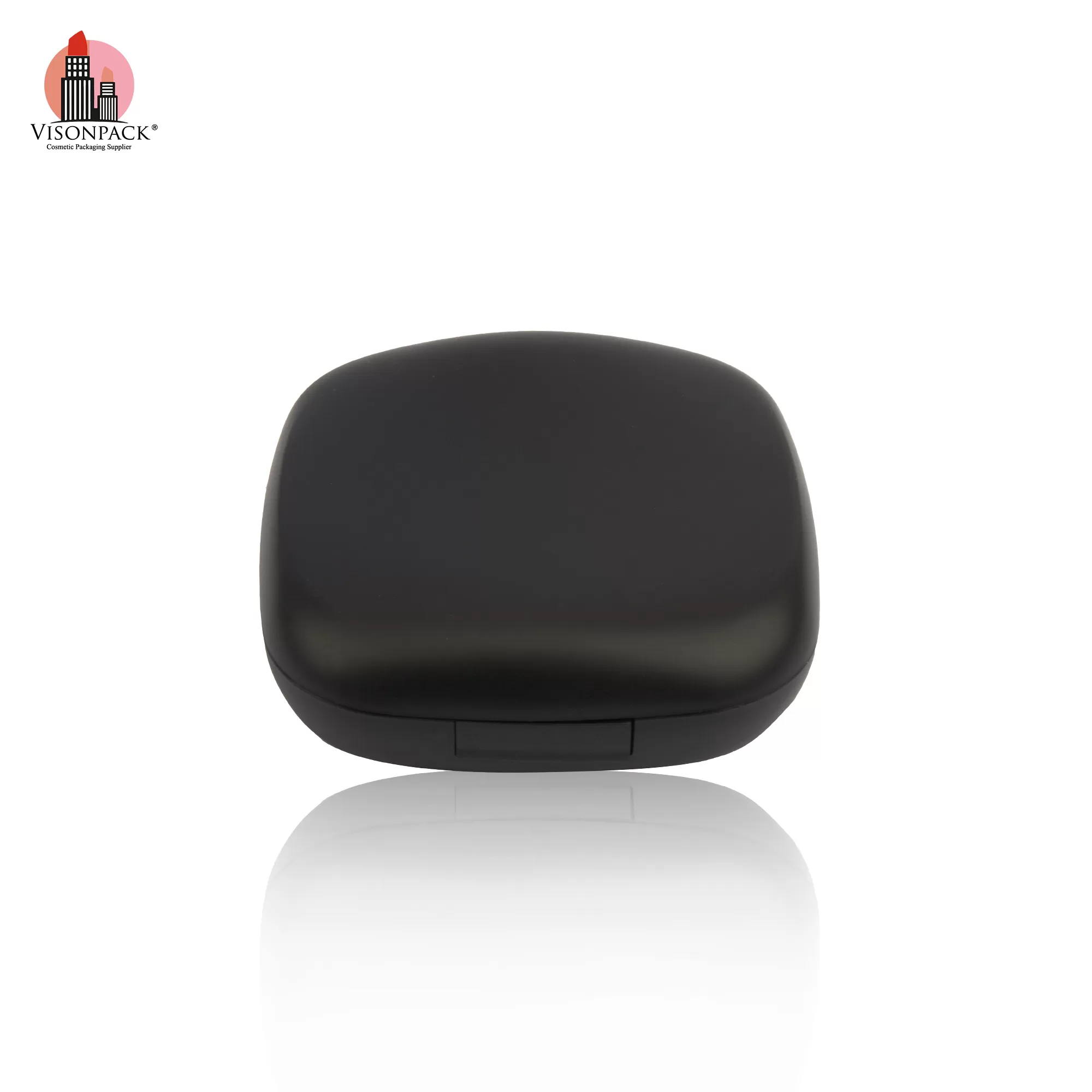 Custom Color Square Plastic Compact Power Case Black Silver Empty with Mirror Private Label - P041 - Image 4
