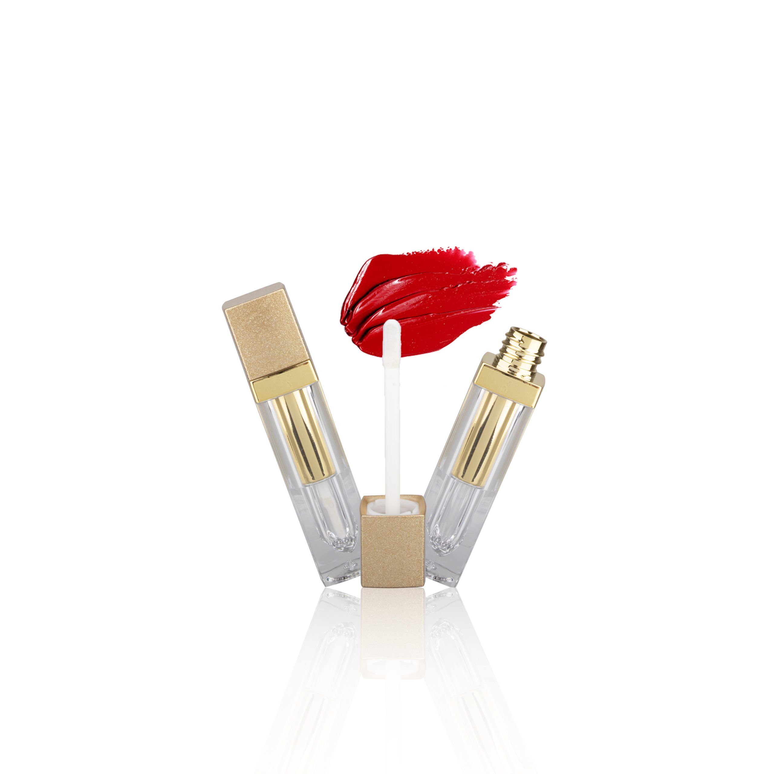 Cosmetic Packaging Clear Lip Gloss Containers Tube with Big Brush Wand Gold Lipgloss Tube Packaging Liptint Tube - LG132B - Image 5