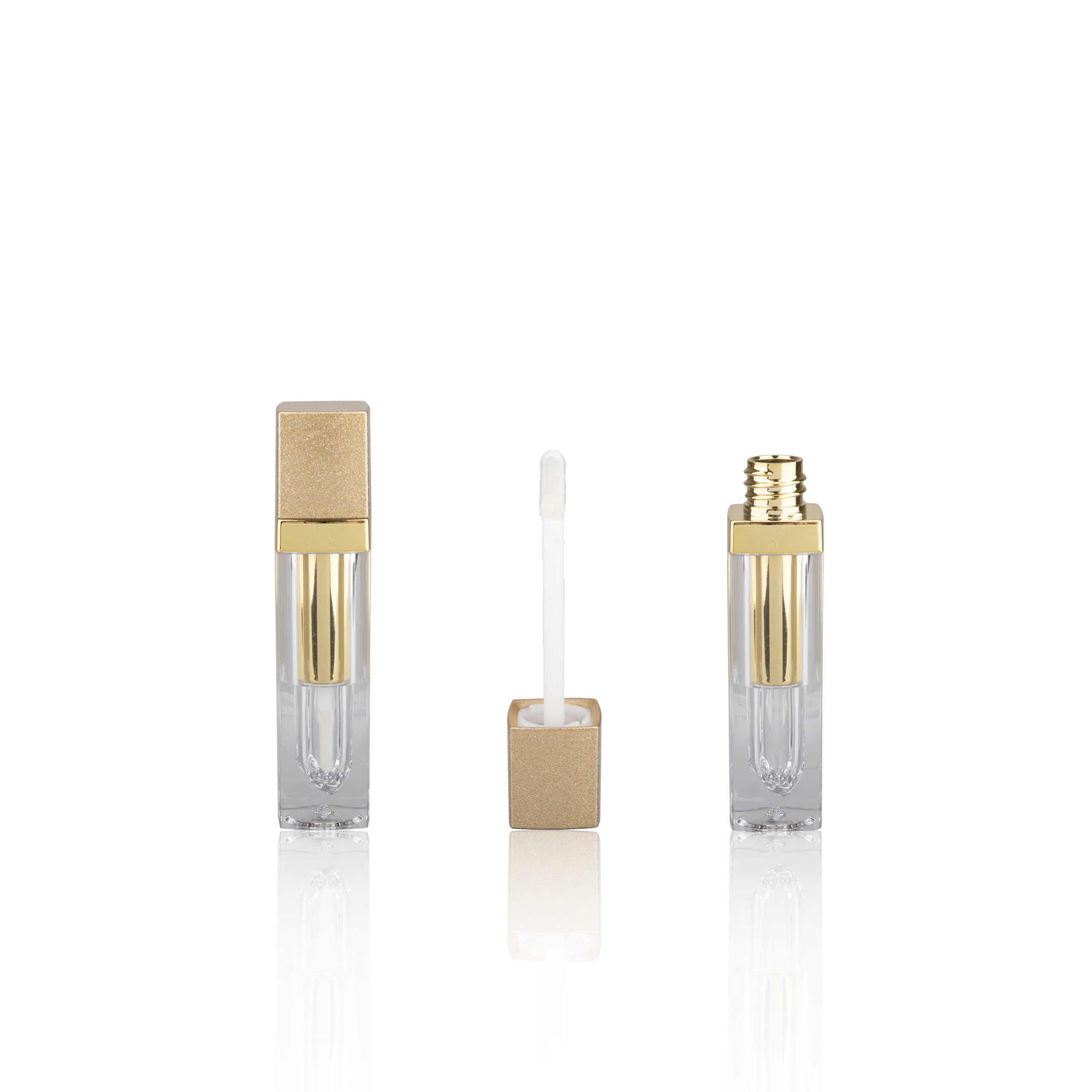 Cosmetic Packaging Clear Lip Gloss Containers Tube with Big Brush Wand Gold Lipgloss Tube Packaging Liptint Tube - LG132B
