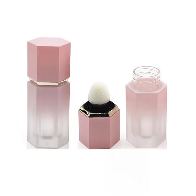 Custom 4.5ml Hexagon Shape Cosmetics Packaging Empty Plastic Liquid Contour Concealer Blush Bottle With Sponge - F300
