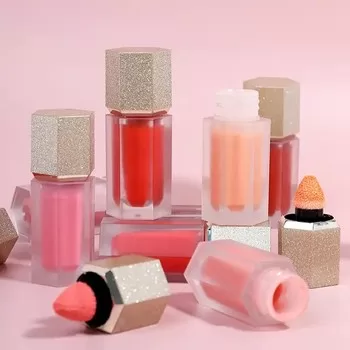 Custom 4.5ml Hexagon Shape Cosmetics Packaging Empty Plastic Liquid Contour Concealer Blush Bottle With Sponge - F300 - Image 3