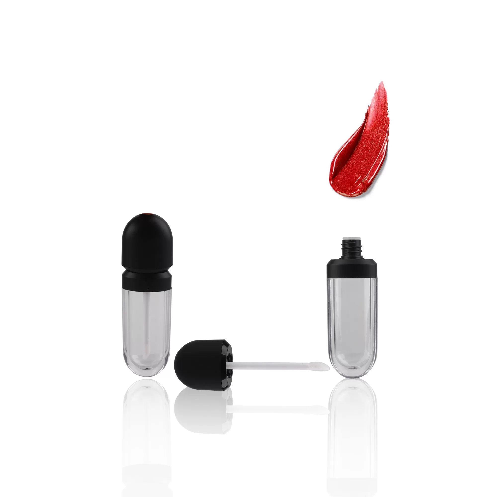 Transparent Flat Oval Shape Lip Gloss Tube Packaging Plastic Container Custom Wand Lip Plumper - LG201 - Image 2