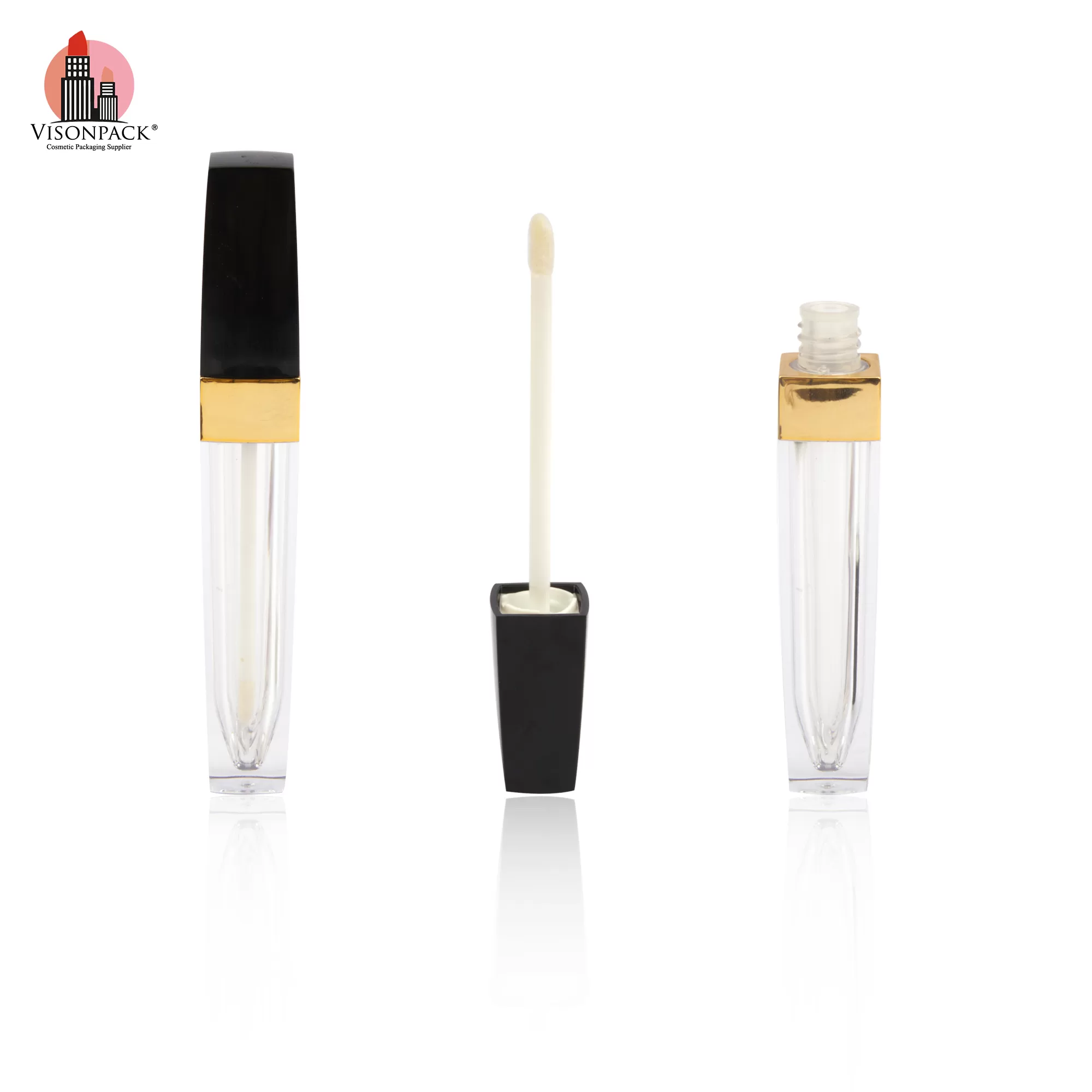 Unique Luxury Square Empty Clear Bottle Custom Tubes Black With Private Label - LG504
