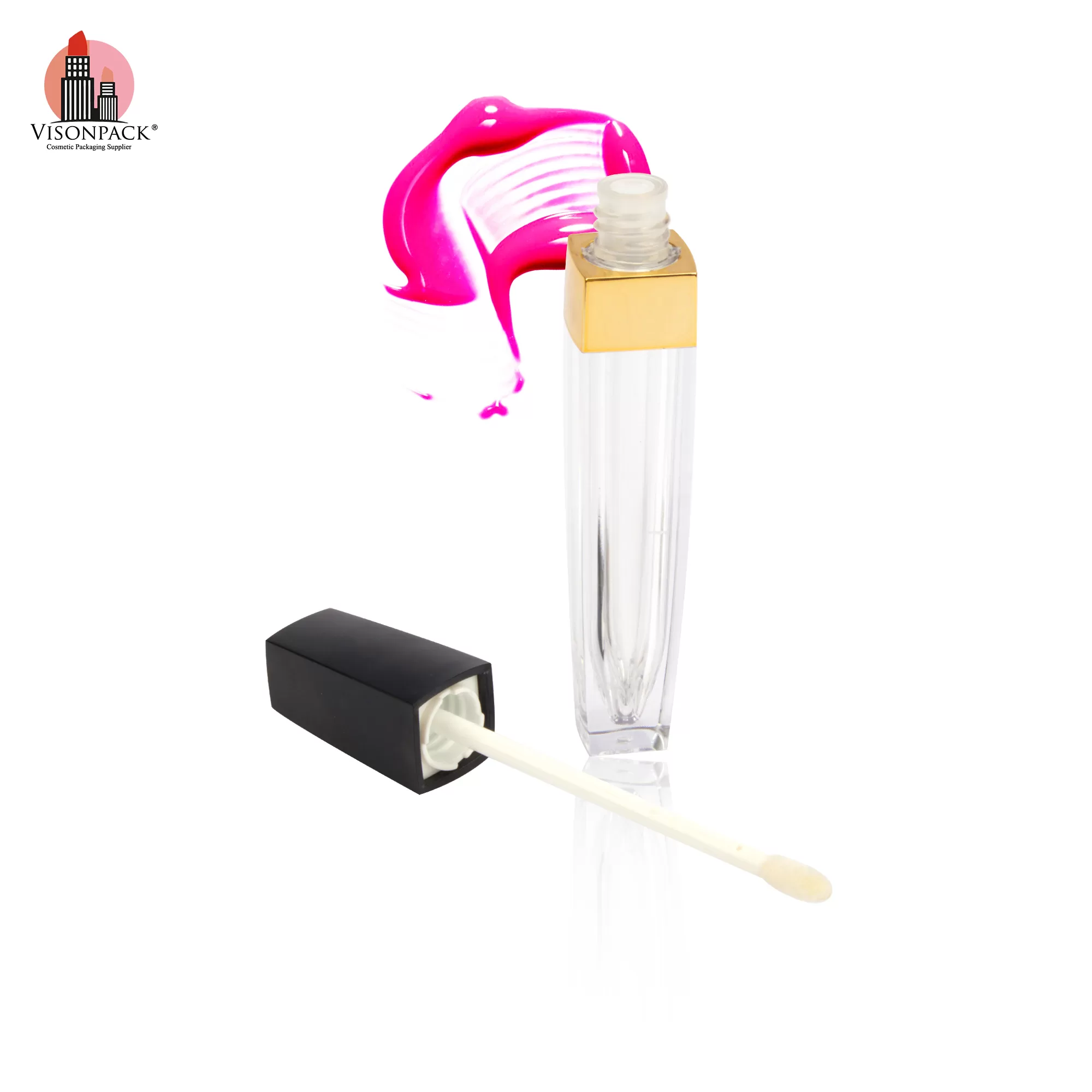 Unique Luxury Square Empty Clear Bottle Custom Tubes Black With Private Label - LG504 - Image 4