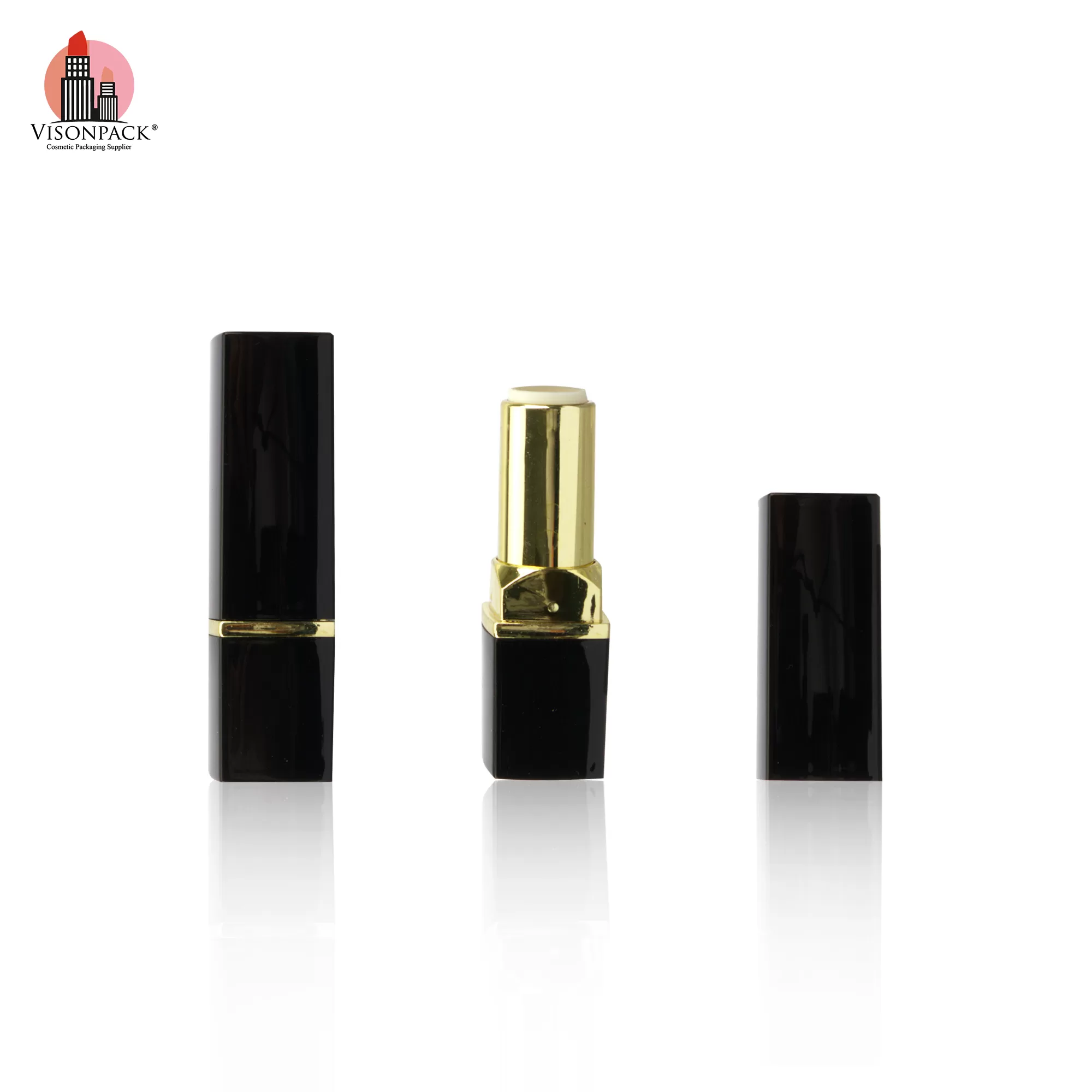 Classical Custom Black Square Empty Plastic Lipstick Case Containers - LS940