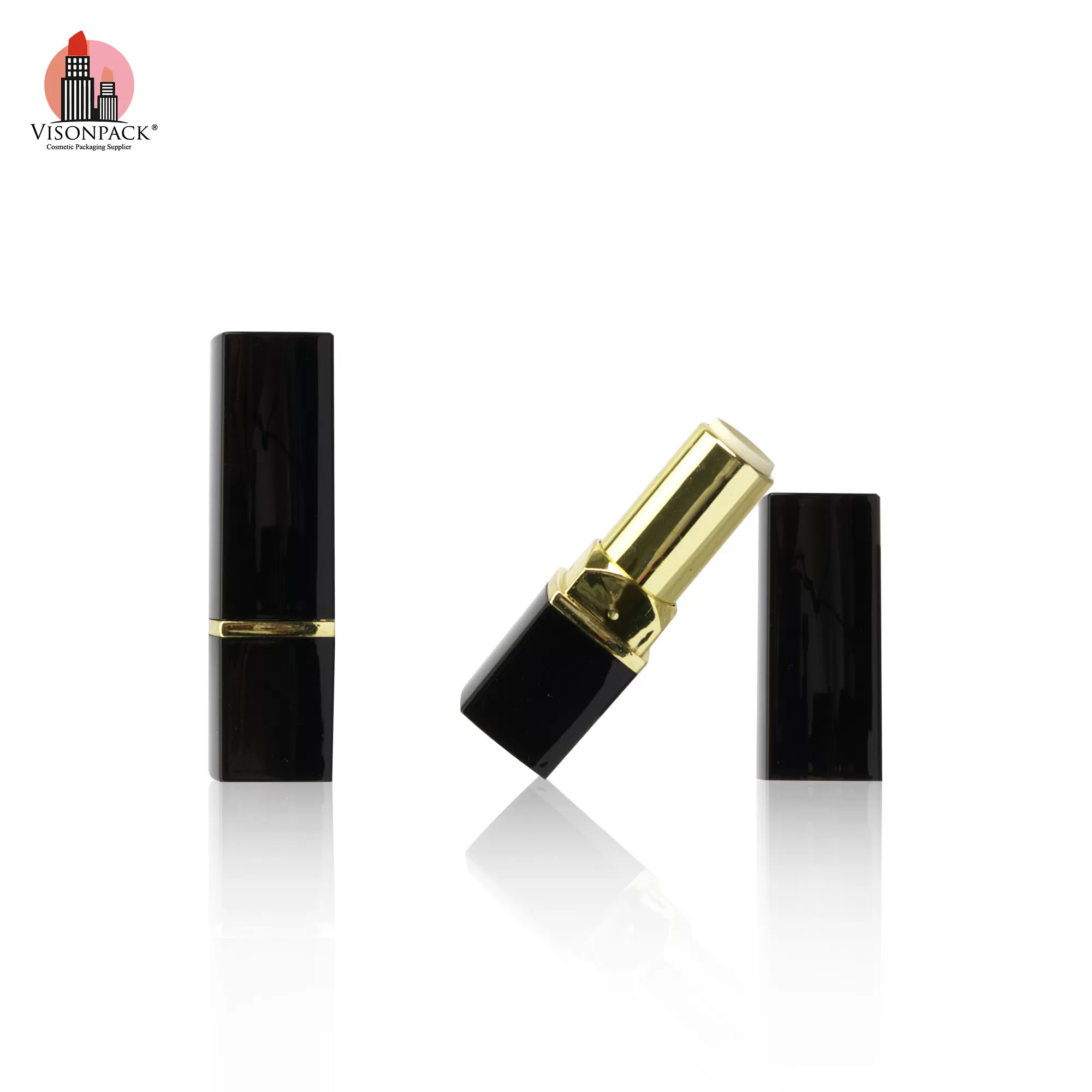 Classical Custom Black Square Empty Plastic Lipstick Case Containers - LS940 - Image 2