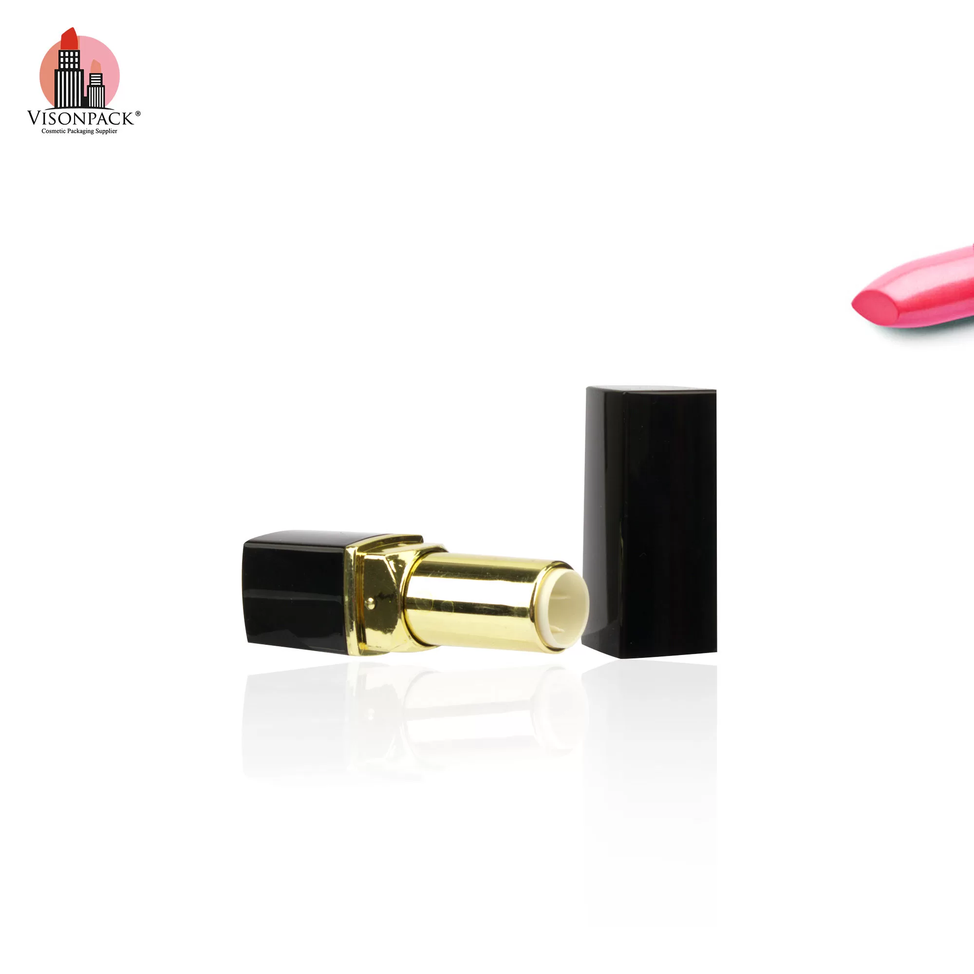Classical Custom Black Square Empty Plastic Lipstick Case Containers - LS940 - Image 3