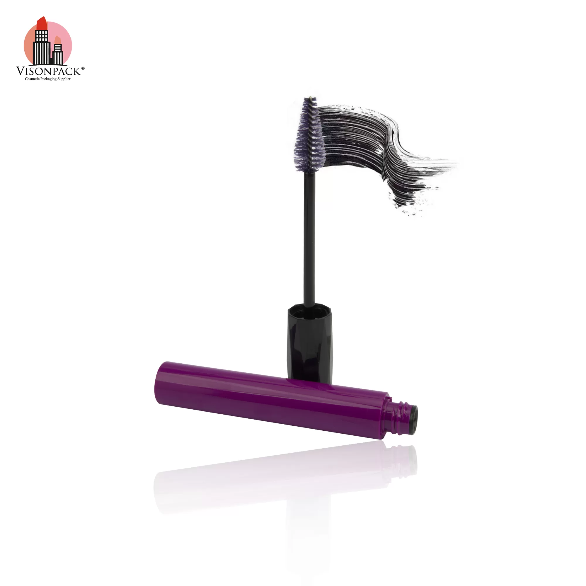 Custom Color Private Label Mascara Bottle Purple 14ml Round Empty Container Tube Brush OEM - MC127 - Image 3