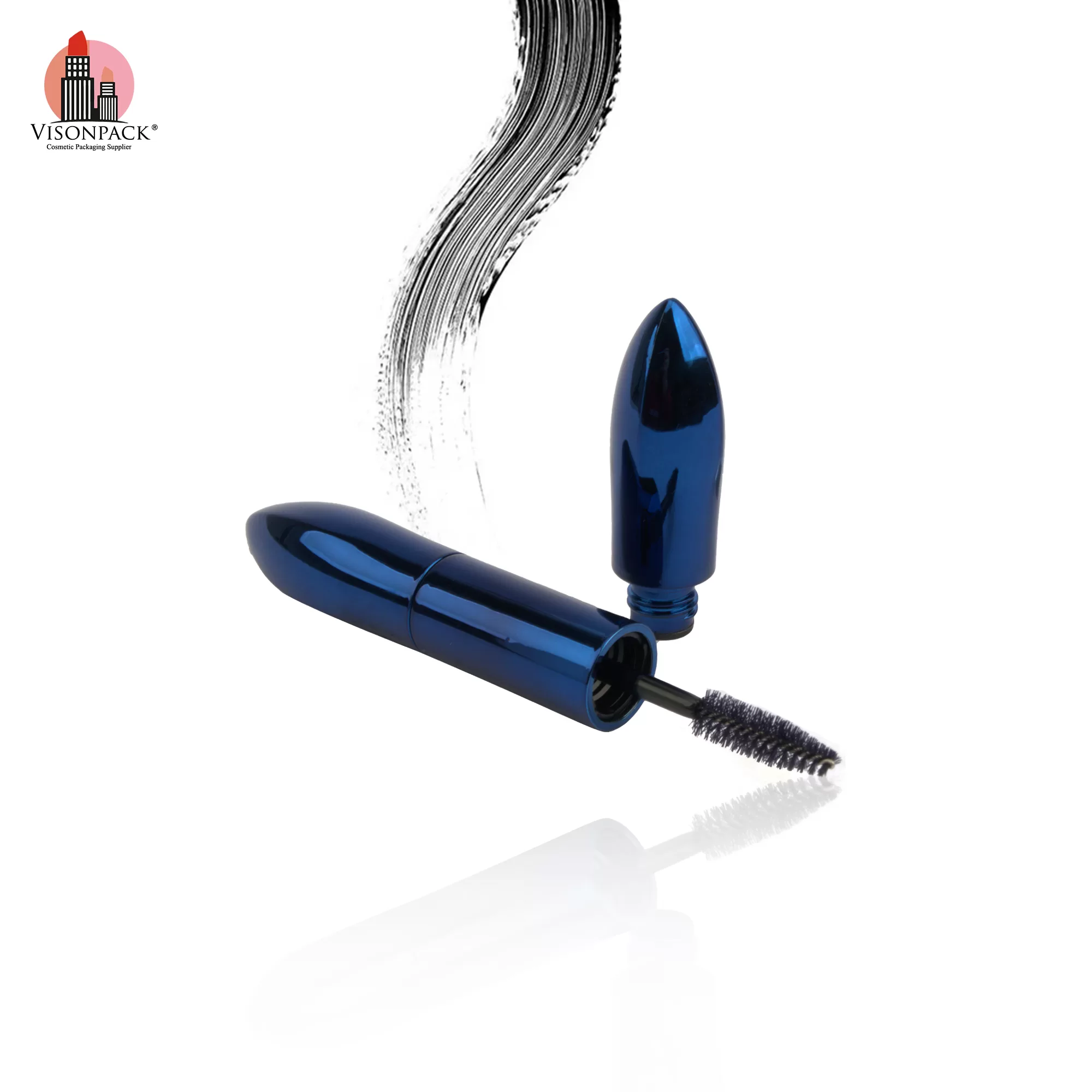 Classical Double Ended Mascara Tube Blue Double Side Empty Eyelash Packaging Container Brush OEM Customized - MC159 - Image 2