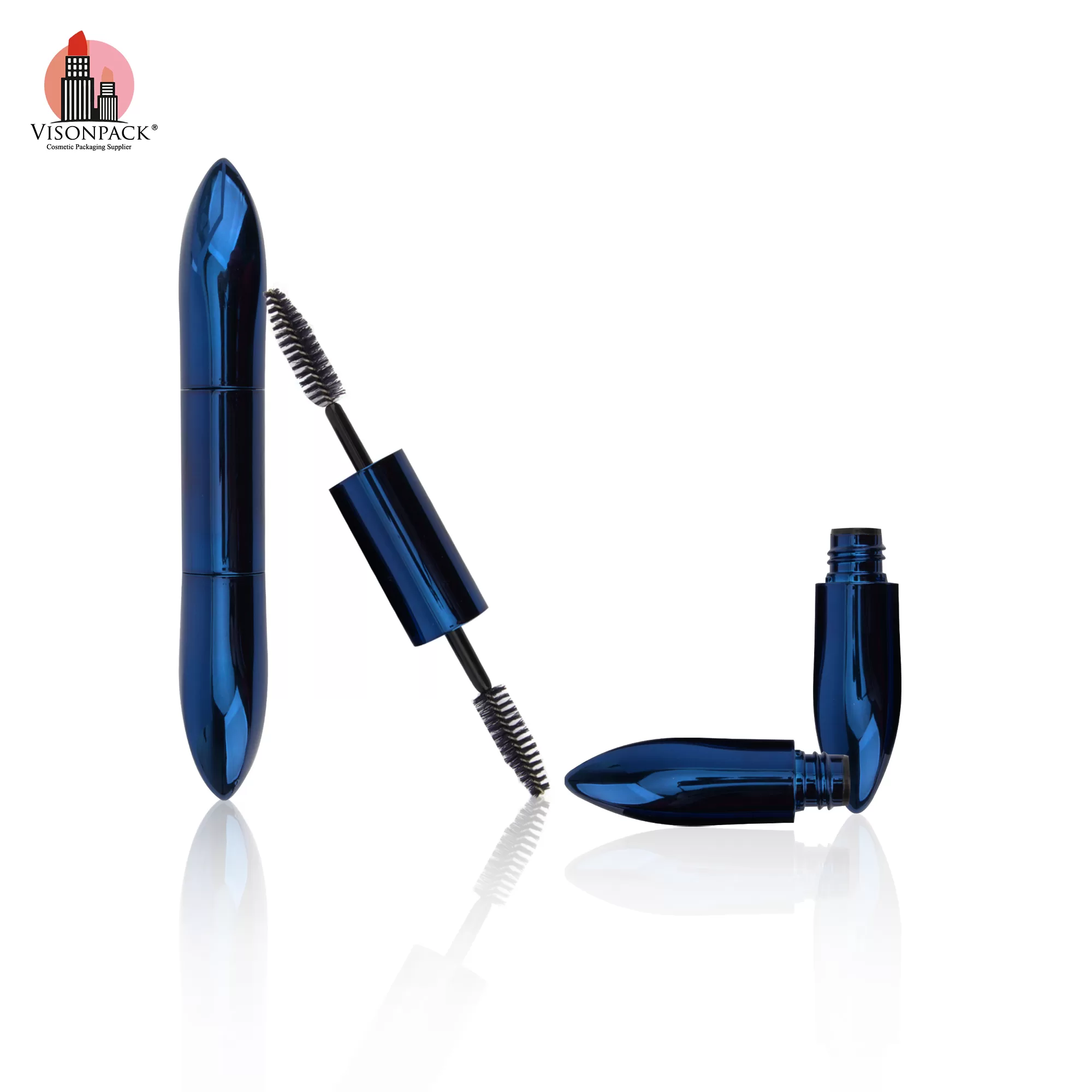 Classical Double Ended Mascara Tube Blue Double Side Empty Eyelash Packaging Container Brush OEM Customized - MC159 - Image 3
