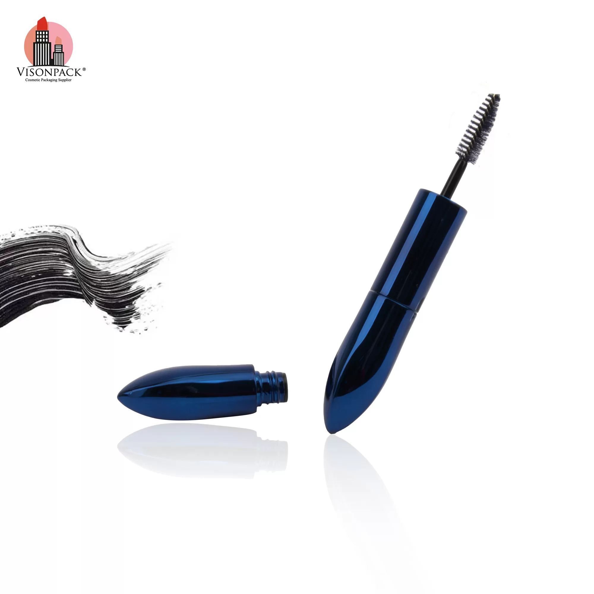 Classical Double Ended Mascara Tube Blue Double Side Empty Eyelash Packaging Container Brush OEM Customized - MC159 - Image 4