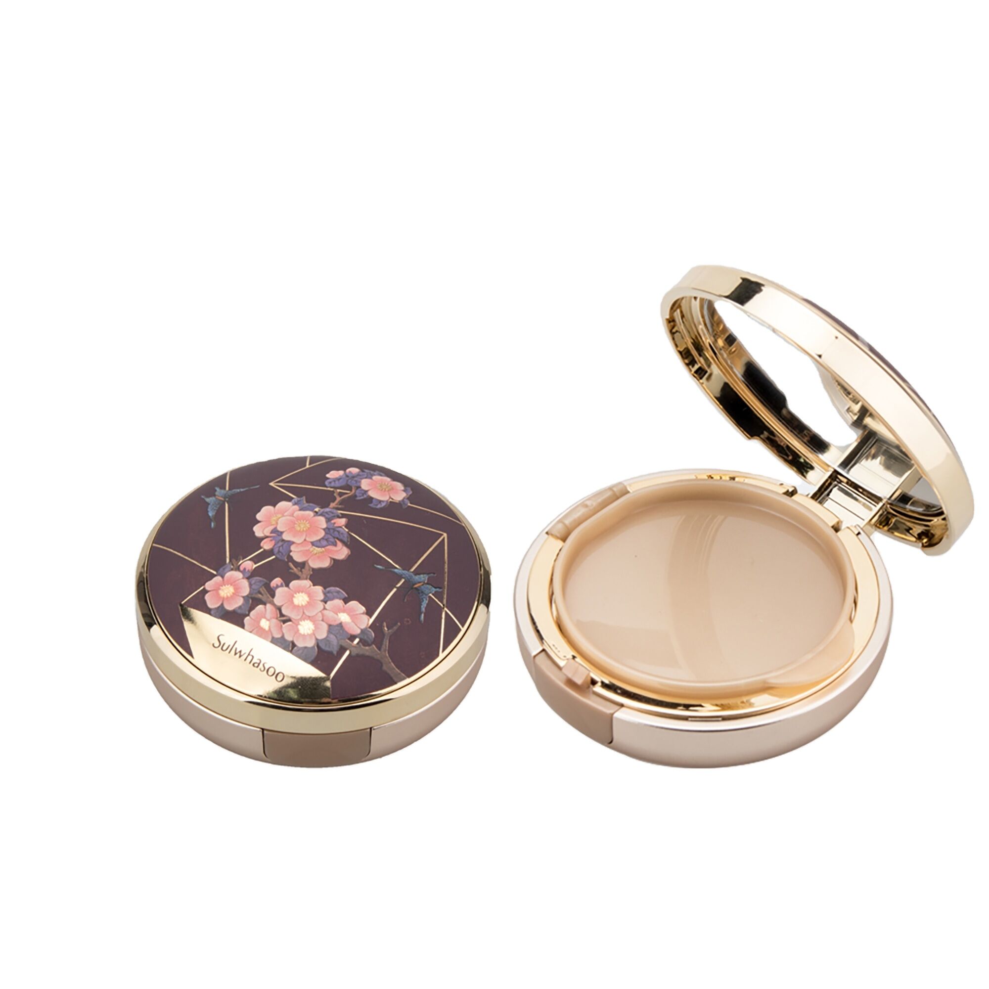 Air Cushion Foundation Packaging for Powder Blush Makeup Round Compact with Mirror Pressed Powder Case Logo Printing Decoration - 05-P024