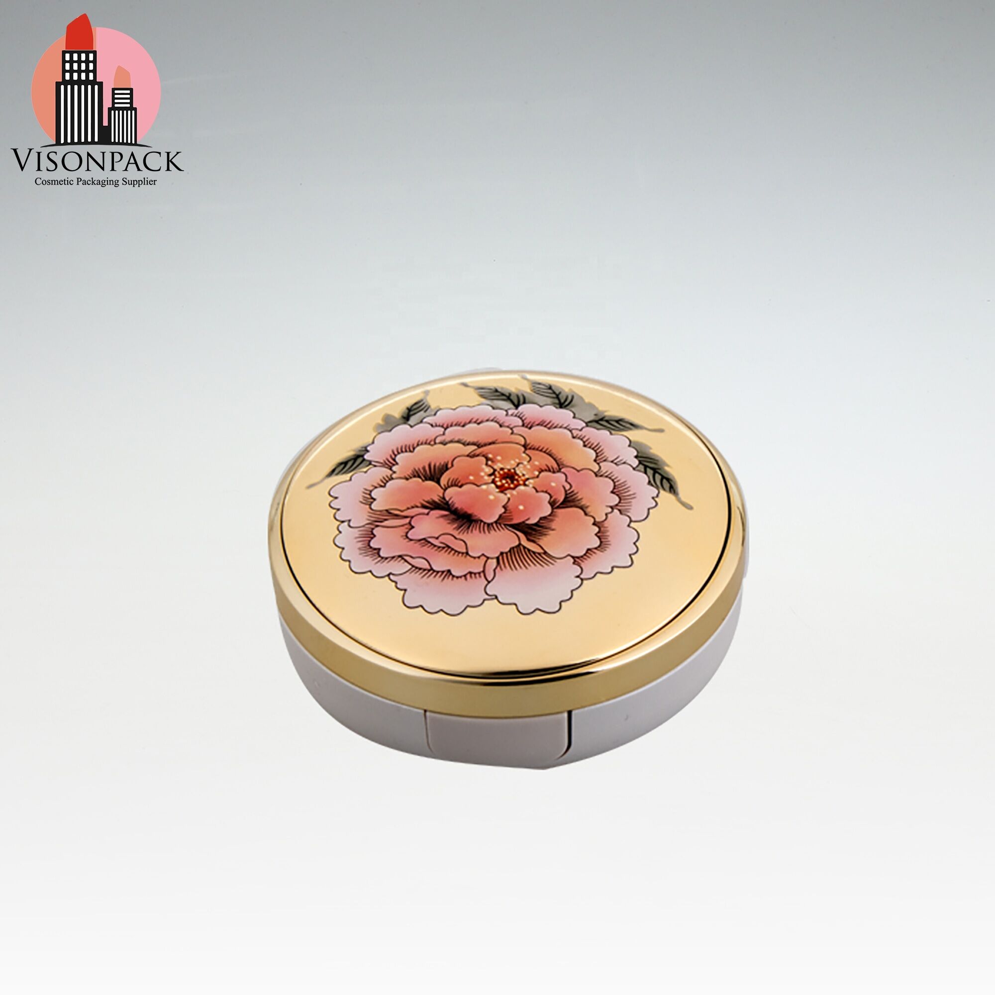 Air Cushion Foundation Packaging for Powder Blush Makeup Round Compact with Mirror Pressed Powder Case Logo Printing Decoration - 05-P024 - Image 3