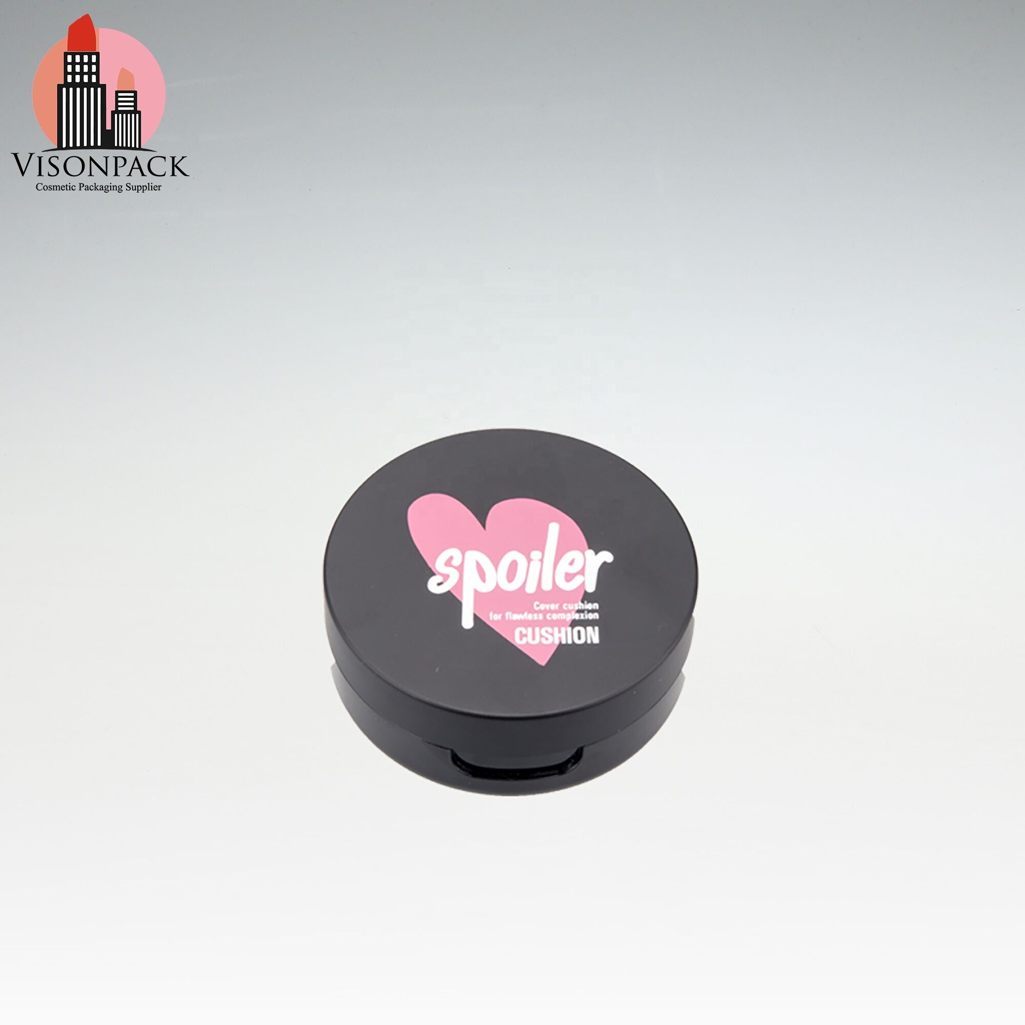 Hot Sell Round Compact Case Black Small Air Cushion Powder Package Case for Cosmetics 75mm Diameter Portable Mini Powder Box - 05-P025 - Image 2