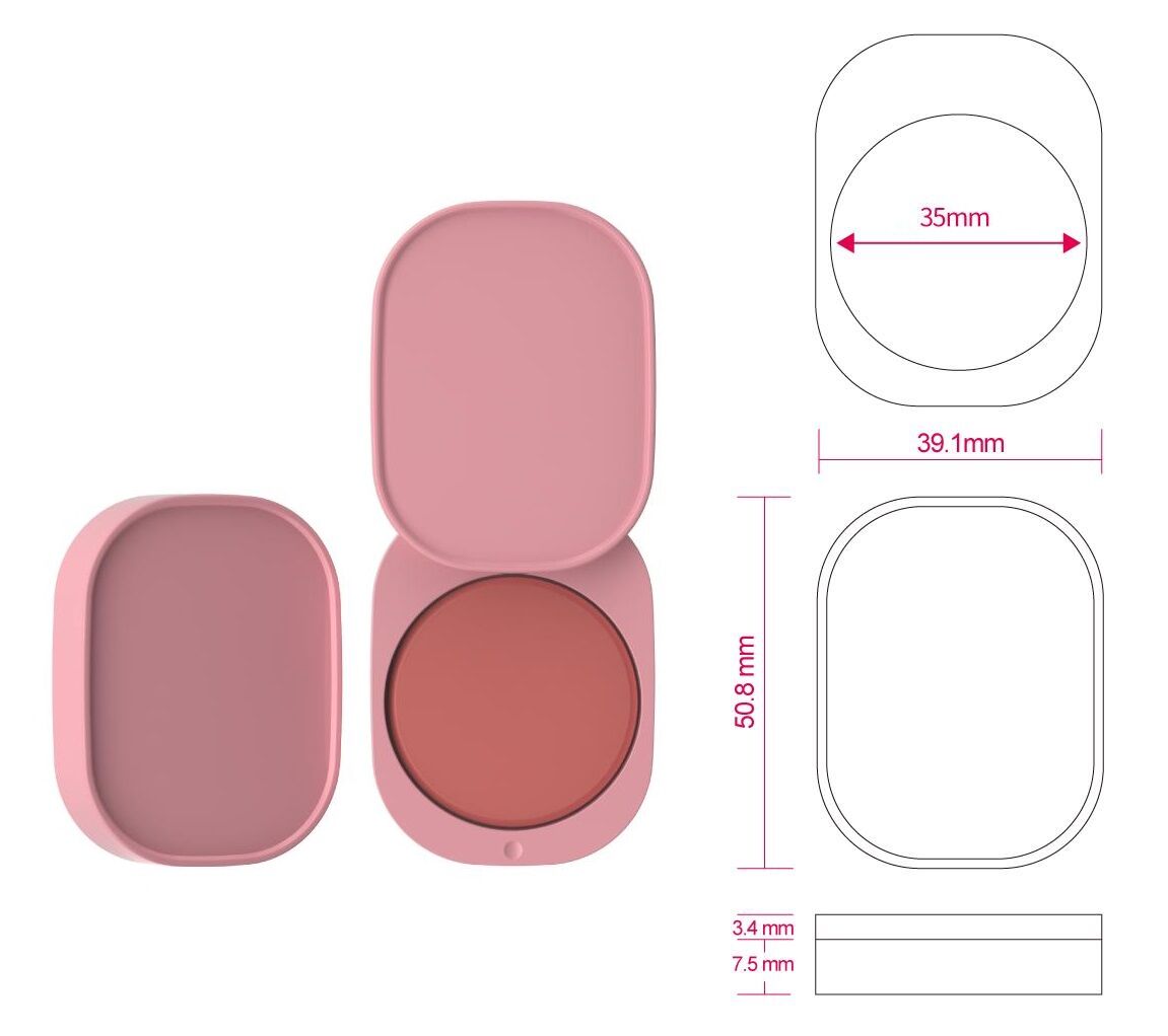 Custom Empty Rectangle 360 Rotating Press Powder Blush Concealer Palette Cream Case Packaging - ES396 - Image 6
