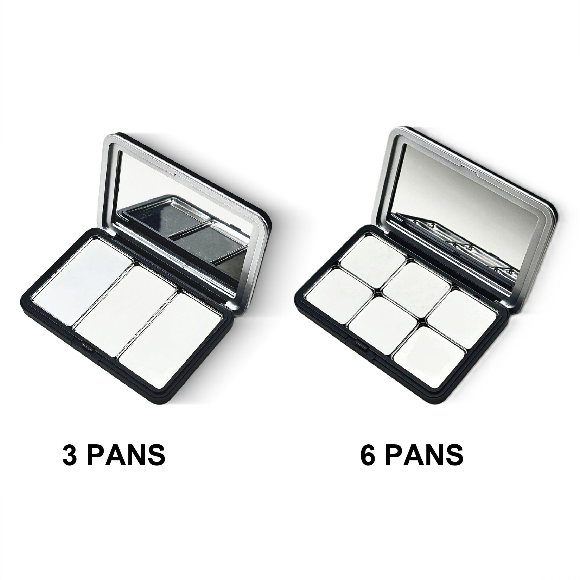 Matte Black Rectangle Refillable Magnetic Blush Highlighter Eye Shadow Compact Pressed Powder Case With Mirror - P470 - Image 2