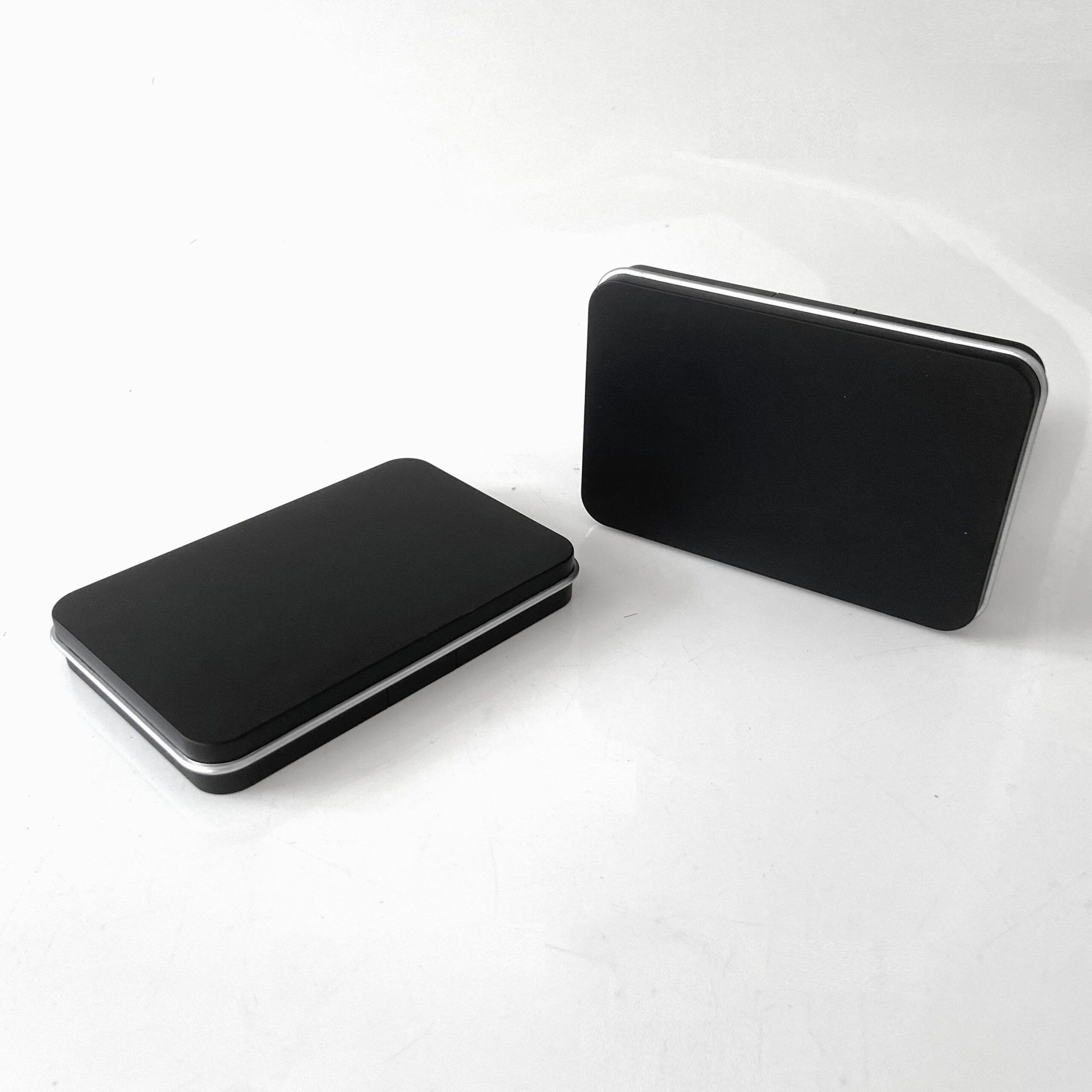 Matte Black Rectangle Refillable Magnetic Blush Highlighter Eye Shadow Compact Pressed Powder Case With Mirror - P470 - Image 3