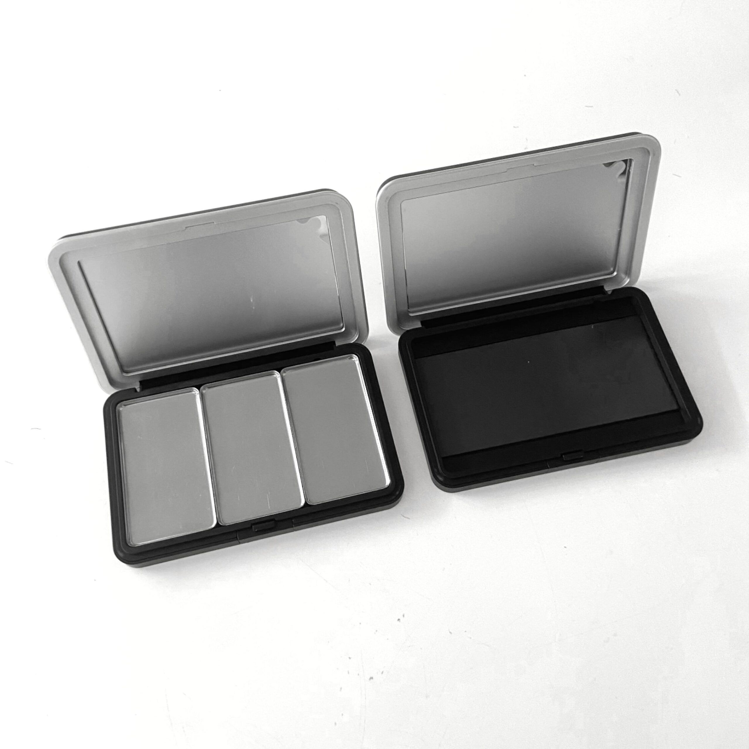 Matte Black Rectangle Refillable Magnetic Blush Highlighter Eye Shadow Compact Pressed Powder Case With Mirror - P470 - Image 4