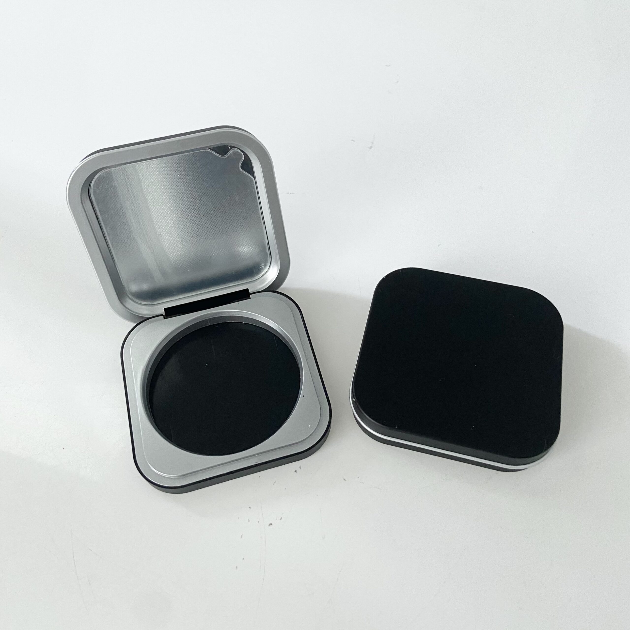 Matte Black Empty 59mm Diameter Square Blush Highlighter Compact Pressed Powder Case With Mirror - P507 - Image 2