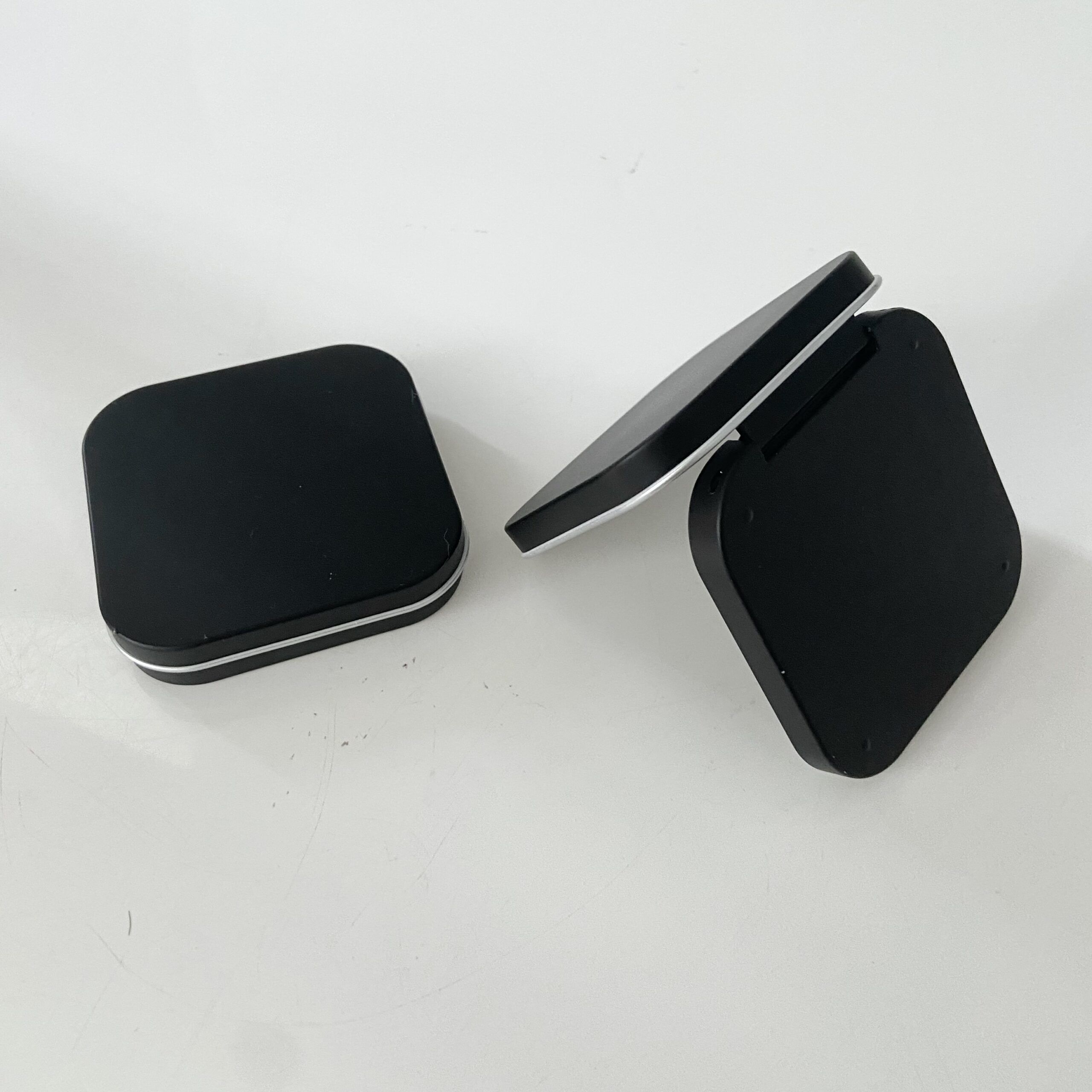 Matte Black Empty 59mm Diameter Square Blush Highlighter Compact Pressed Powder Case With Mirror - P507 - Image 3